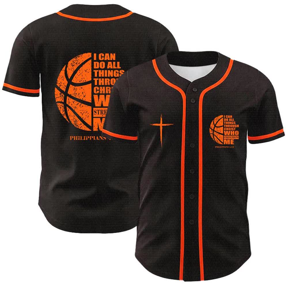 Christianartworkshop Basketball I Can Do All Things Through Christ Unisex Baseball Jersey - Orange - 5XL - image 15
