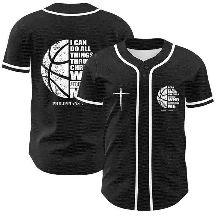 Christianartworkshop Basketball I Can Do All Things Through Christ Unisex Baseball Jersey - White - 5XL - image 0