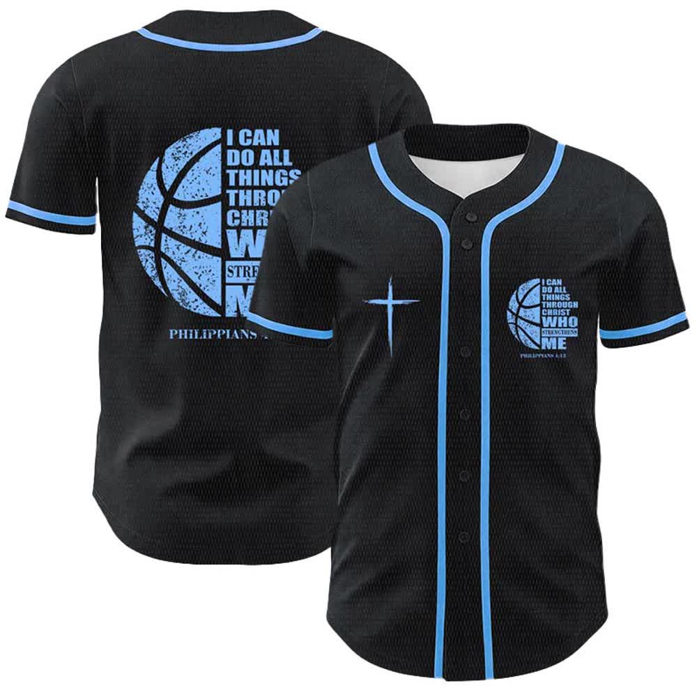 Christianartworkshop Basketball I Can Do All Things Through Christ Unisex Baseball Jersey - Blue - 5XL - image 6