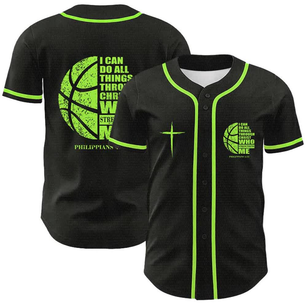 Christianartworkshop Basketball I Can Do All Things Through Christ Unisex Baseball Jersey - Light Green - 5XL - image 18