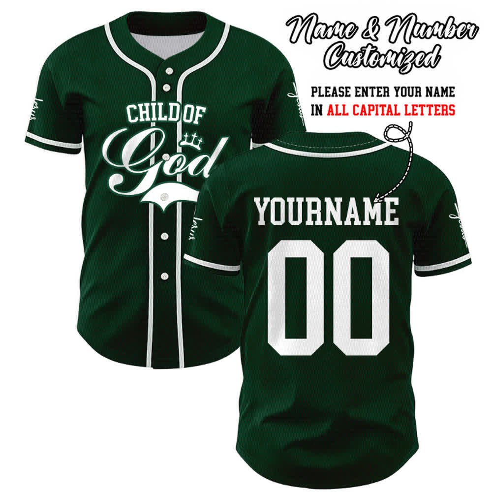 Christianartworkshop Child Of God Personalized Name Number Unisex Custom Baseball Jersey - Green - 5XL - Name & Number Customized - image 47