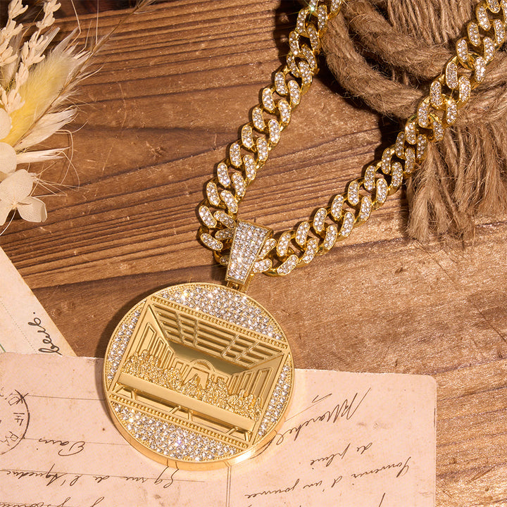 Christianartworkshop Iced The Last Supper Embossed Round Medallion Cuban Chain: Emblem of Sacred Heavenly Fellowship - image 2