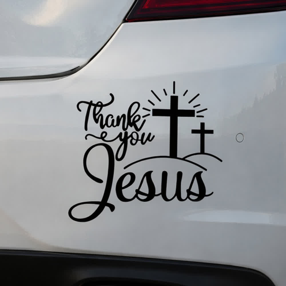 Christianartworkshop Thank You Jesus Cross & Sunburst Car Sticker - image 4