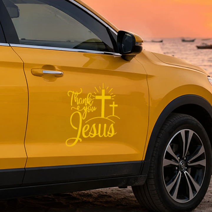 Christianartworkshop Thank You Jesus Cross & Sunburst Car Sticker - Yellow - Set of 10 - 13*12cm - image 13