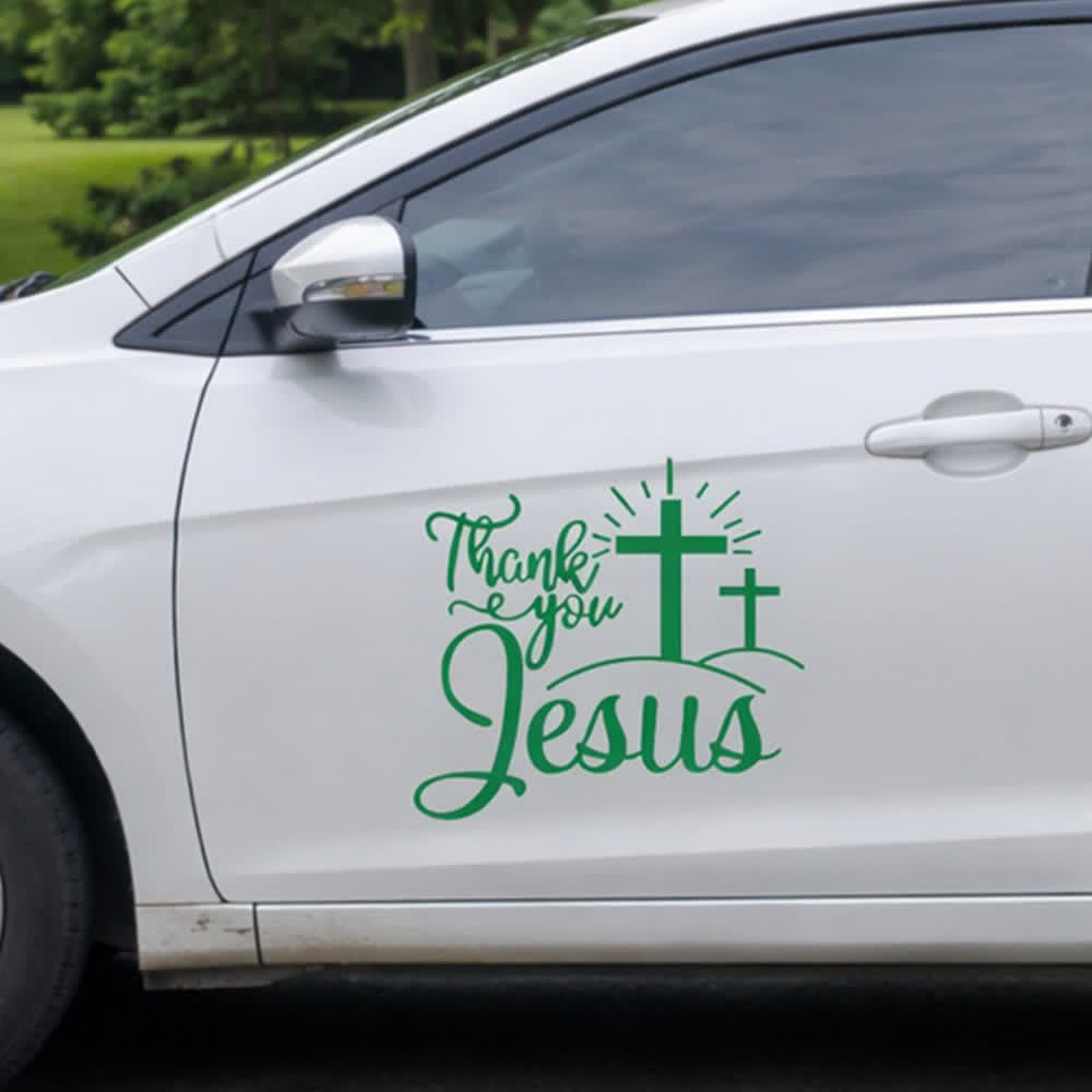 Christianartworkshop Thank You Jesus Cross & Sunburst Car Sticker - Green - Set of 10 - 13*12cm - image 17