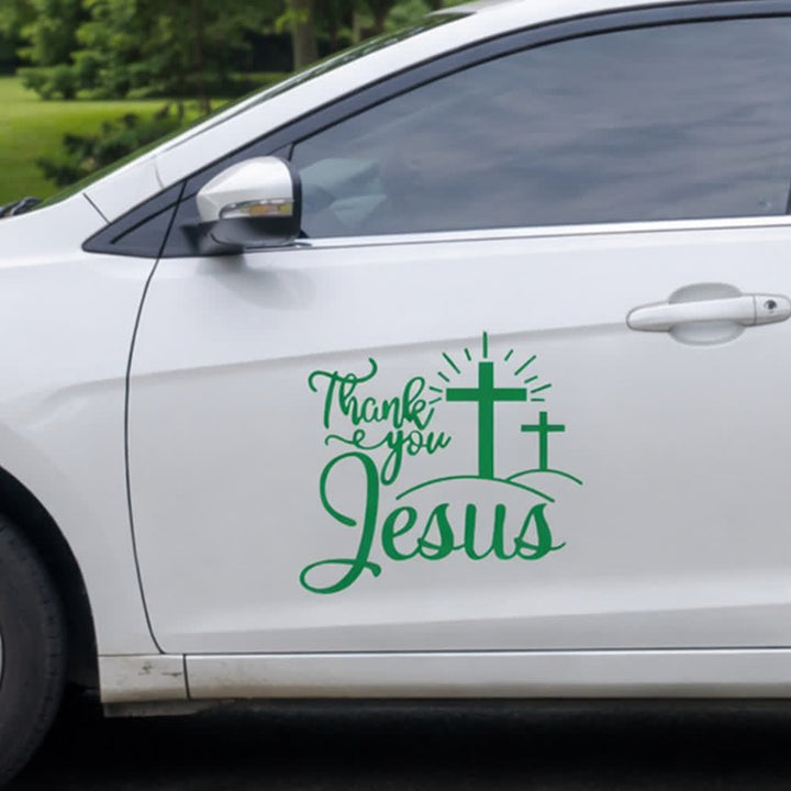 Christianartworkshop Thank You Jesus Cross & Sunburst Car Sticker - Green - Set of 10 - 13*12cm - image 17
