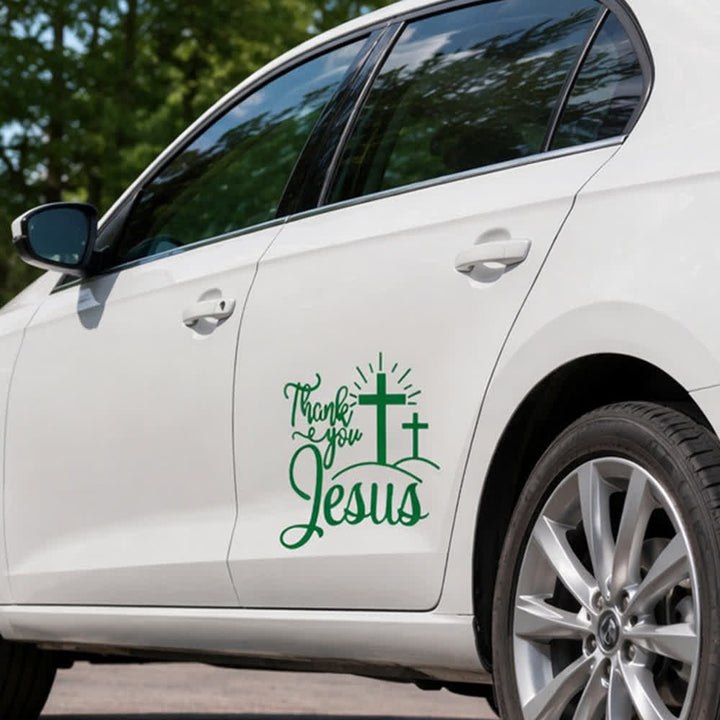 Christianartworkshop Thank You Jesus Cross & Sunburst Car Sticker - image 18