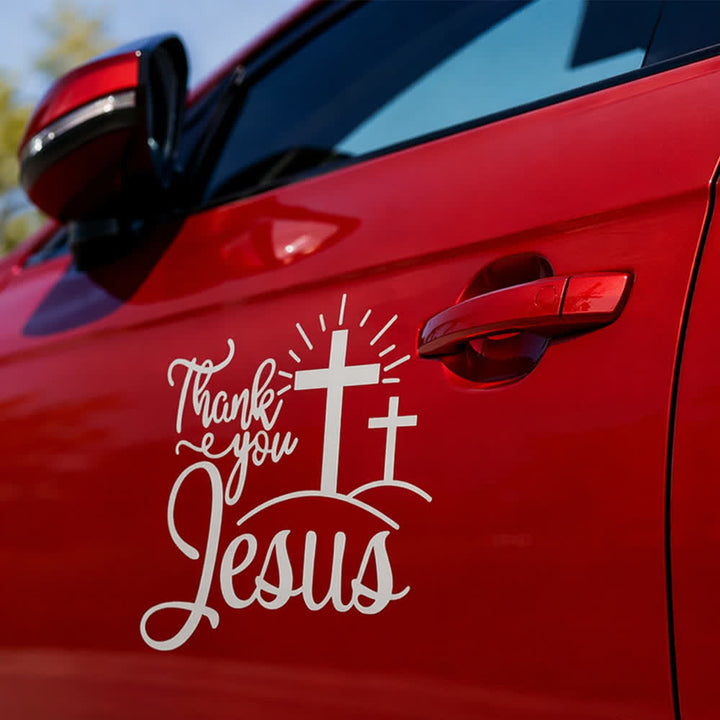 Christianartworkshop Thank You Jesus Cross & Sunburst Car Sticker - image 8