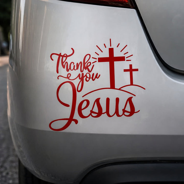 Christianartworkshop Thank You Jesus Cross & Sunburst Car Sticker - image 12