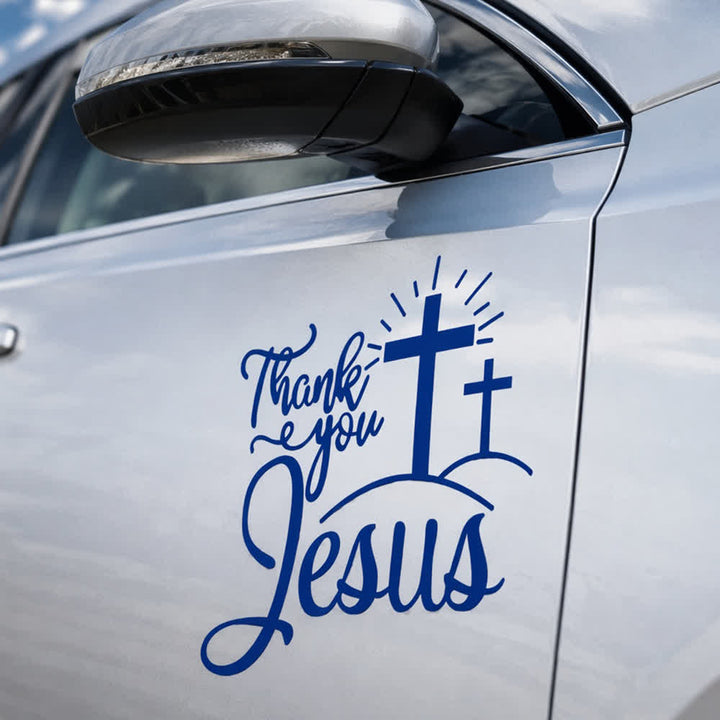 Christianartworkshop Thank You Jesus Cross & Sunburst Car Sticker - Blue - Set of 10 - 13*12cm - image 15
