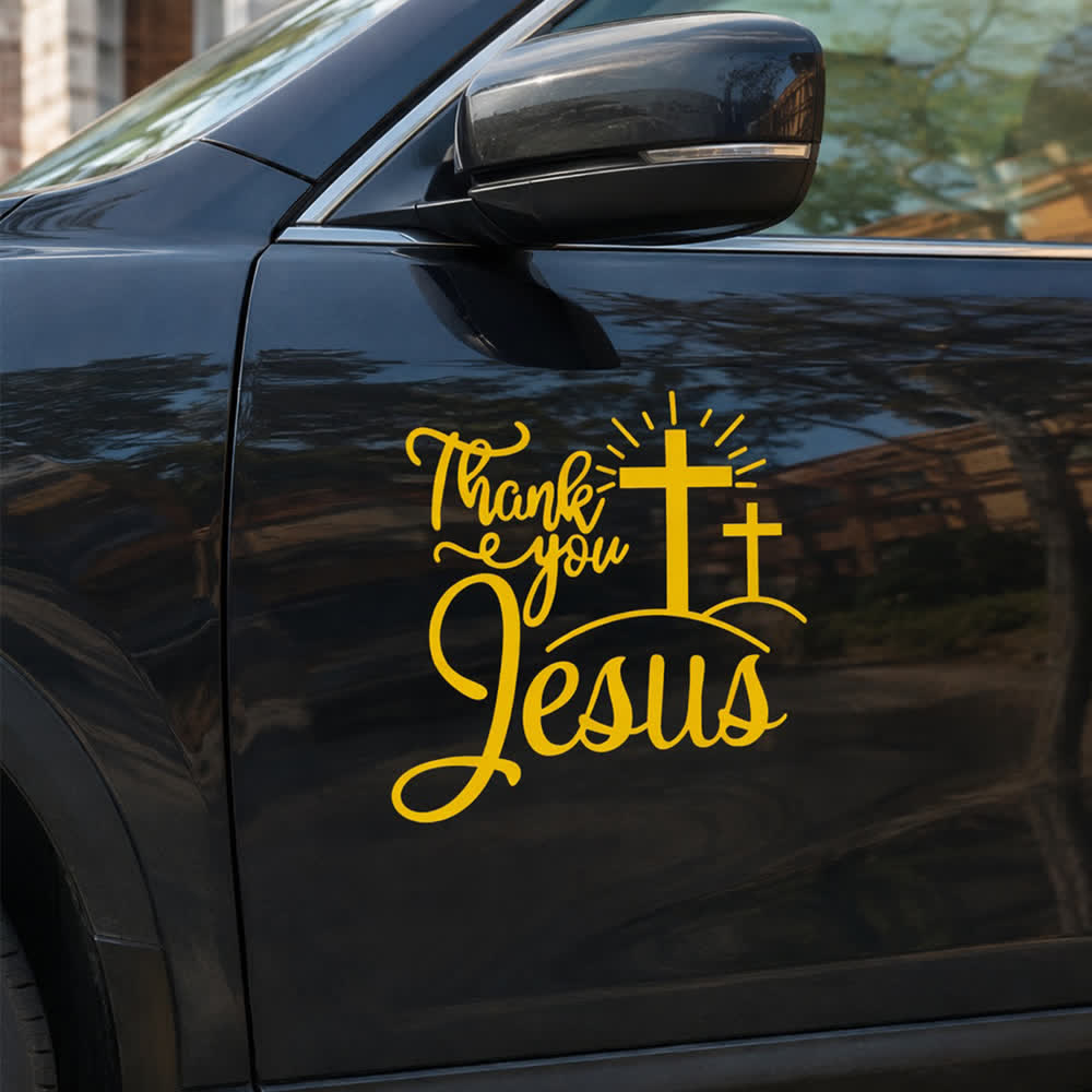 Christianartworkshop Thank You Jesus Cross & Sunburst Car Sticker - image 14