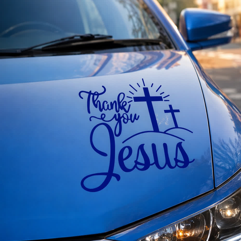 Christianartworkshop Thank You Jesus Cross & Sunburst Car Sticker - image 16