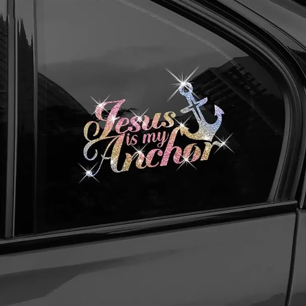 Christianartworkshop Jesus Is My Anchor Shiny Christian Car Sticker - Multicolor - Set of 10 - image 0