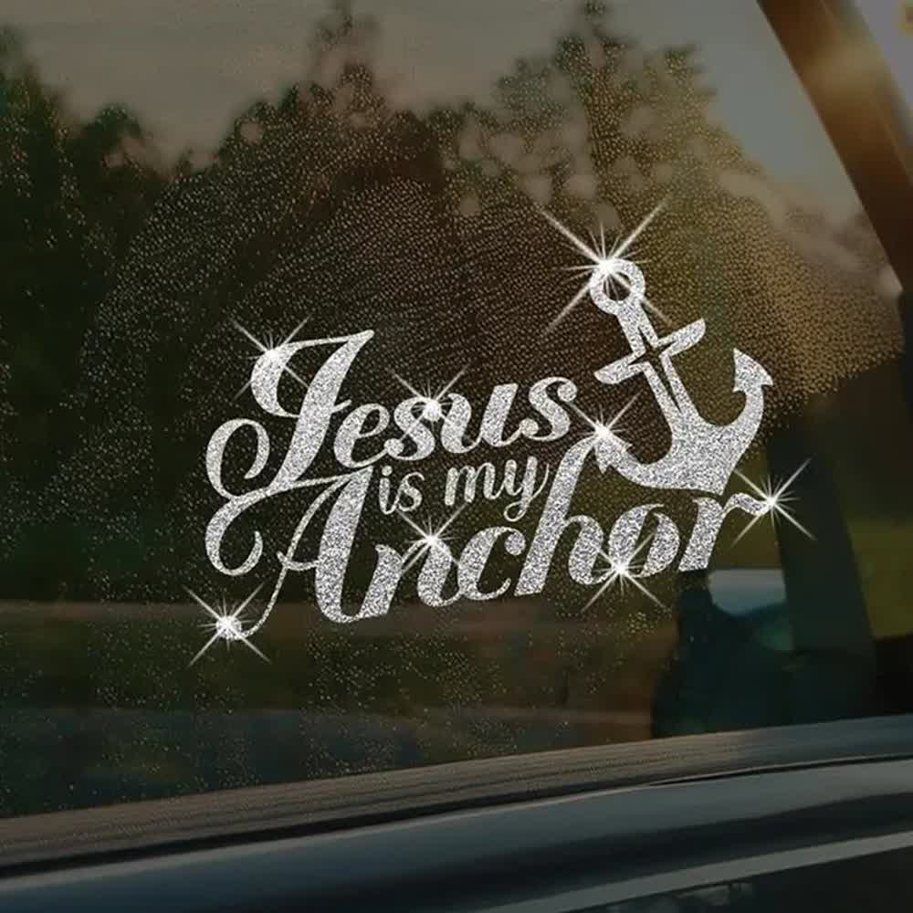 Christianartworkshop Jesus Is My Anchor Shiny Christian Car Sticker - Silver - Set of 10 - image 4