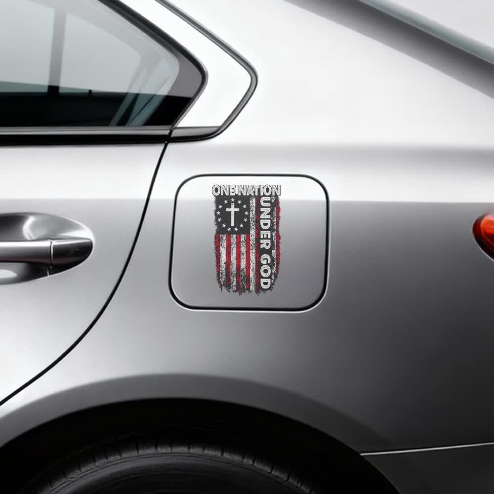 Christianartworkshop One Nation Under God American Flag Cross Car Sticker - image 3