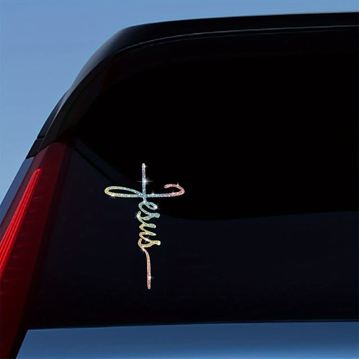 Christianartworkshop 2-Style Sparkly Jesus Cross Faith Car Sticker - image 3