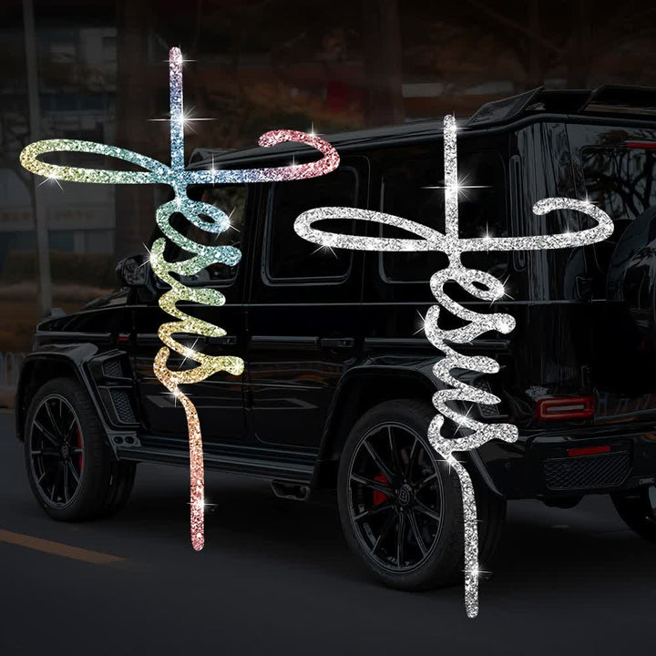 Christianartworkshop 2-Style Sparkly Jesus Cross Faith Car Sticker - image 5
