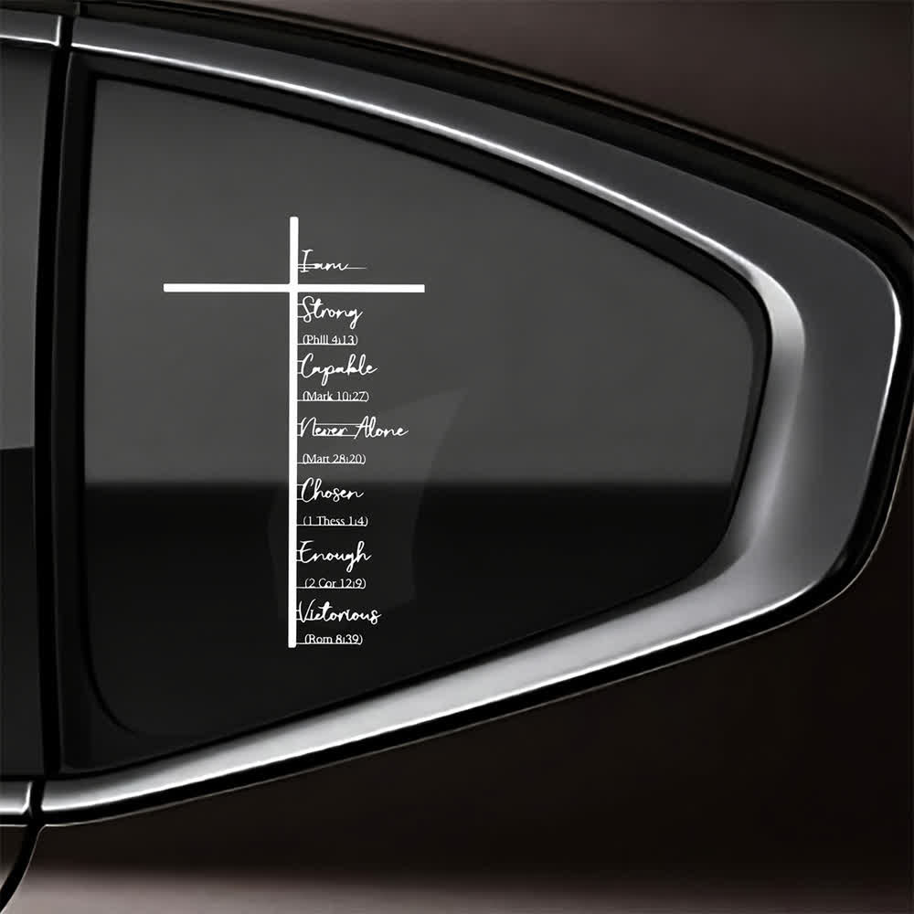 Christianartworkshop Faith Based Bible Verse Affirmation Cross Car Sticker - White - Set of 10 - image 3