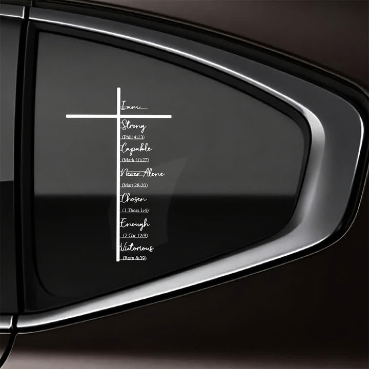 Christianartworkshop Faith Based Bible Verse Affirmation Cross Car Sticker - White - Set of 10 - image 3