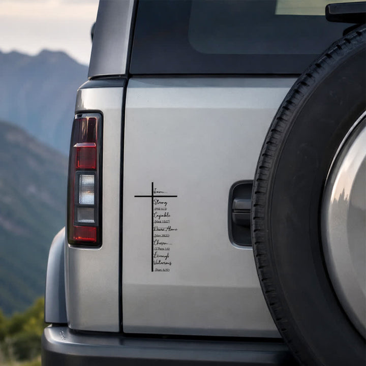Christianartworkshop Faith Based Bible Verse Affirmation Cross Car Sticker - Black - Set of 10 - image 0