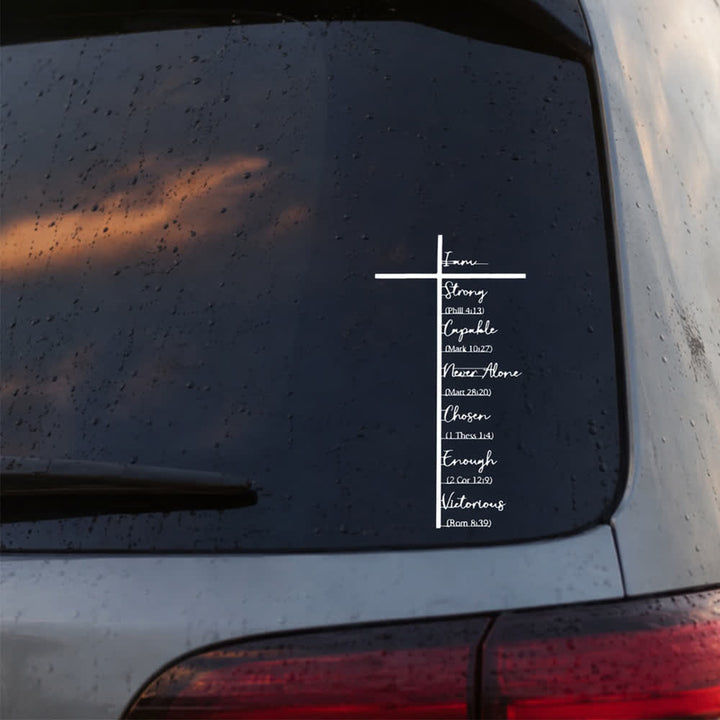 Christianartworkshop Faith Based Bible Verse Affirmation Cross Car Sticker - image 5