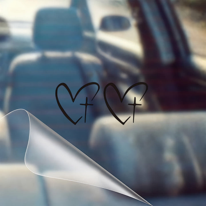 Christianartworkshop Minimalist Heart Cross Pair Car Sticker - image 19