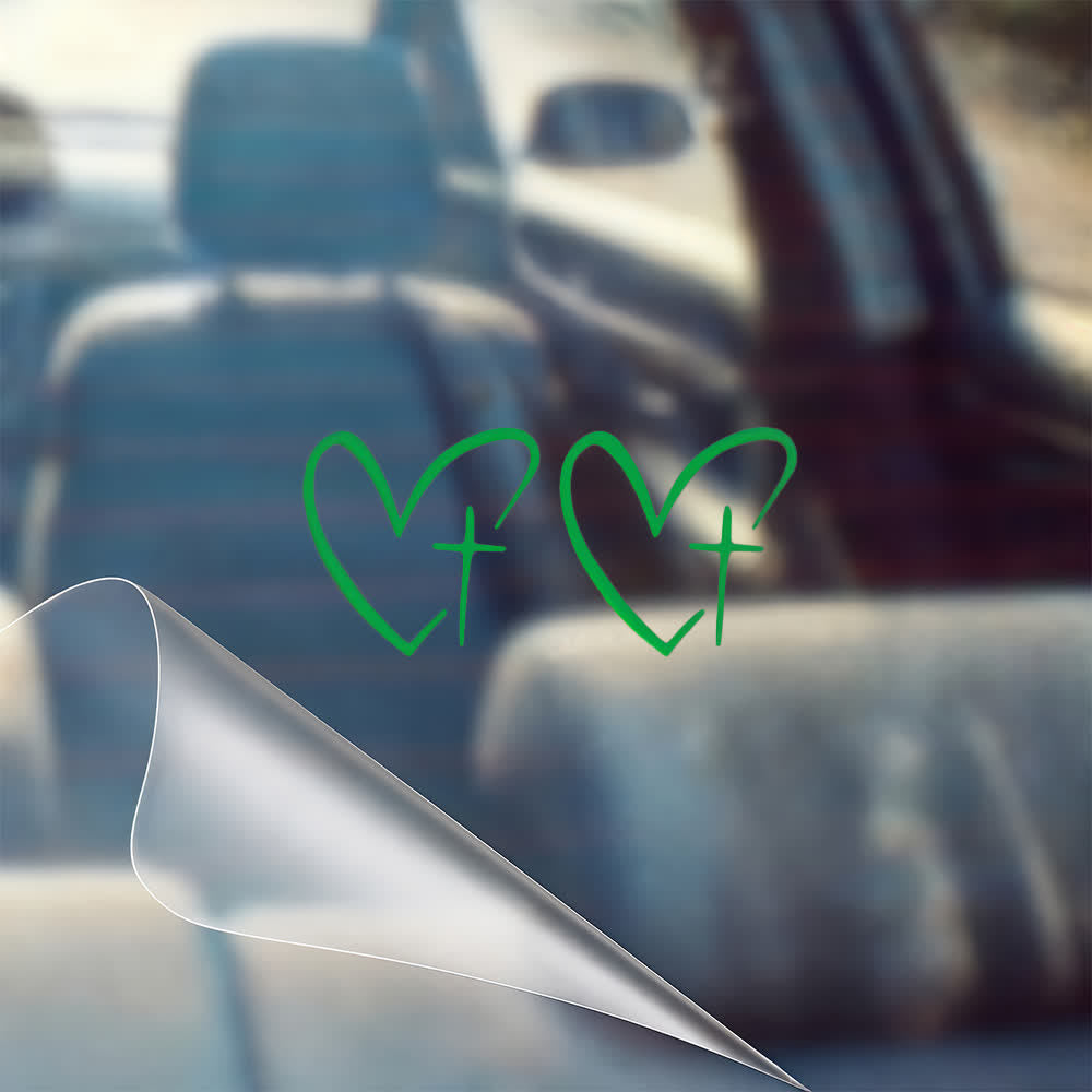 Christianartworkshop Minimalist Heart Cross Pair Car Sticker - image 6
