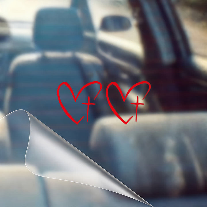 Christianartworkshop Minimalist Heart Cross Pair Car Sticker - image 8