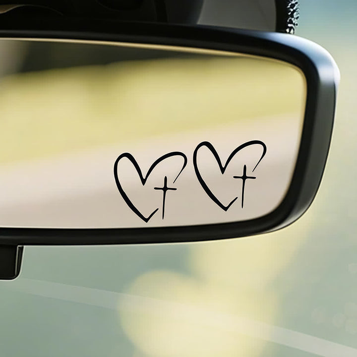 Christianartworkshop Minimalist Heart Cross Pair Car Sticker - image 17