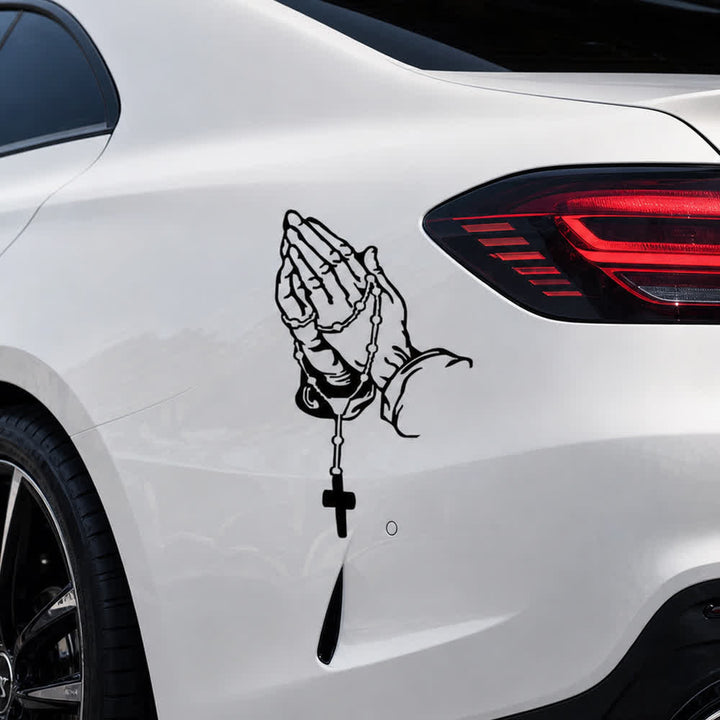 Christianartworkshop Rainbow Gradient Praying Hands Rosary Cross Faith Car Sticker - image 5
