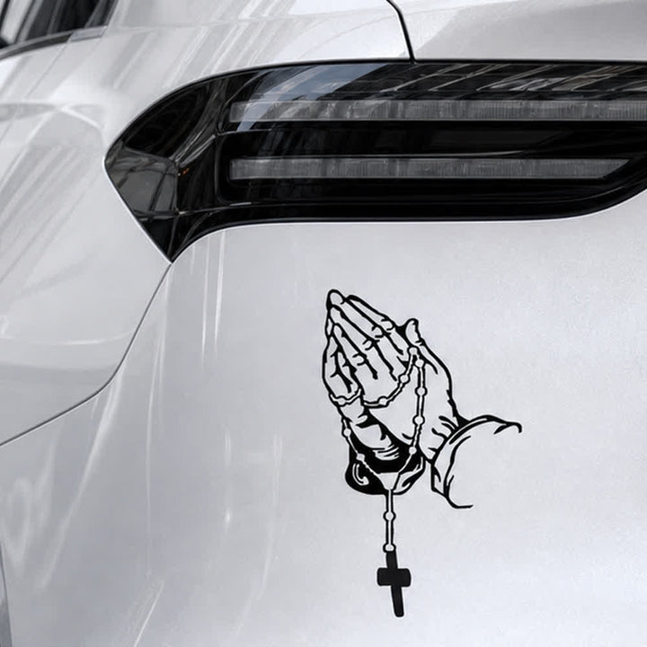Christianartworkshop Rainbow Gradient Praying Hands Rosary Cross Faith Car Sticker - image 6