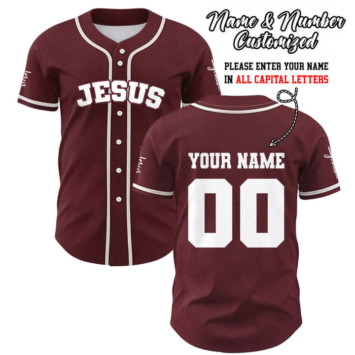 Christianartworkshop Classic Jesus Personalized Sportswear Unisex Custom Baseball Jersey - Wine - 5XL - Name & Number Customized - image 24