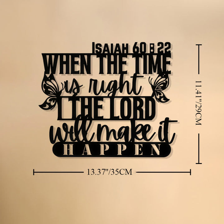 Christianartworkshop Isaiah 60:22 Butterfly Accent Scripture Mixed Font Metal Wall Decor: Symbol of Trust in Divine Timing - 13.77"*11.41"*0.04''/35*29*0.1cm - image 6