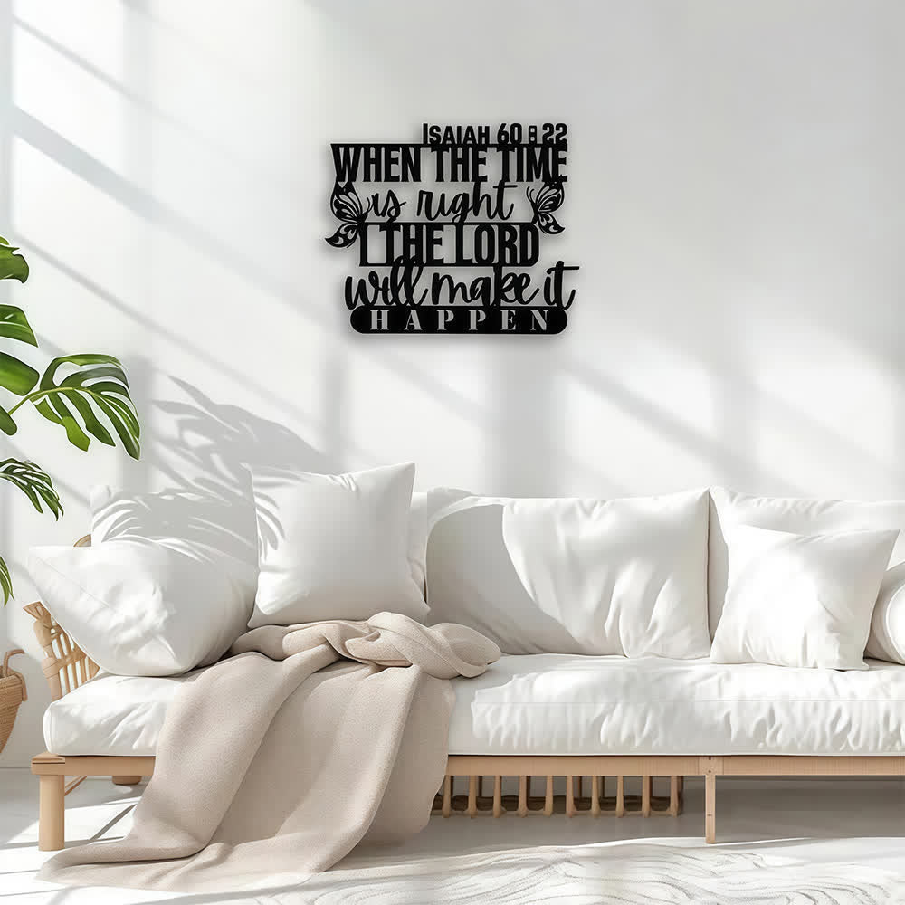 Christianartworkshop Isaiah 60:22 Butterfly Accent Scripture Mixed Font Metal Wall Decor: Symbol of Trust in Divine Timing - image 1