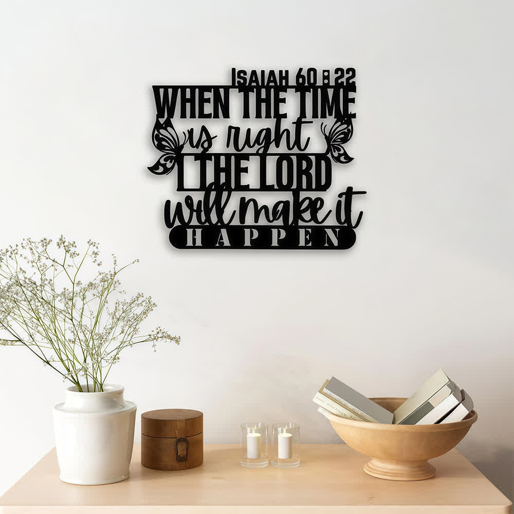 Christianartworkshop Isaiah 60:22 Butterfly Accent Scripture Mixed Font Metal Wall Decor: Symbol of Trust in Divine Timing - image 0