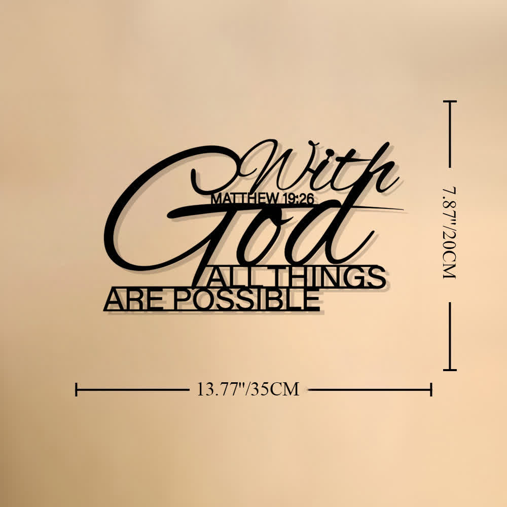 Christianartworkshop Matthew 19:26 With God All Things Are Possible Dual Font Metal Wall Decor: Symbol of Boundless Divine Power - 13.77*7.87''*0.04''/35*20*0.1cm - image 6