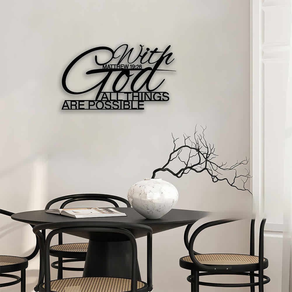 Christianartworkshop Matthew 19:26 With God All Things Are Possible Dual Font Metal Wall Decor: Symbol of Boundless Divine Power - image 2