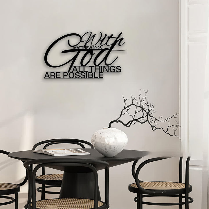 Christianartworkshop Matthew 19:26 With God All Things Are Possible Dual Font Metal Wall Decor: Symbol of Boundless Divine Power - image 2