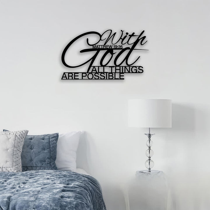 Christianartworkshop Matthew 19:26 With God All Things Are Possible Dual Font Metal Wall Decor: Symbol of Boundless Divine Power - image 0