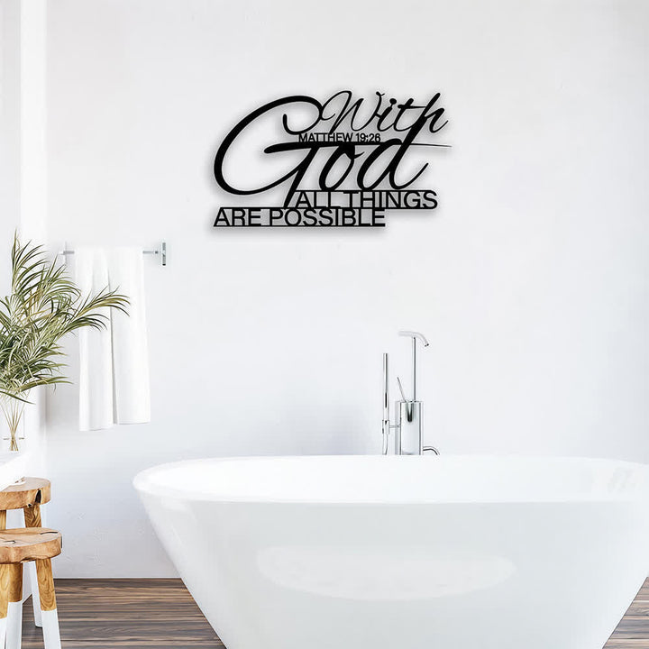 Christianartworkshop Matthew 19:26 With God All Things Are Possible Dual Font Metal Wall Decor: Symbol of Boundless Divine Power - image 1