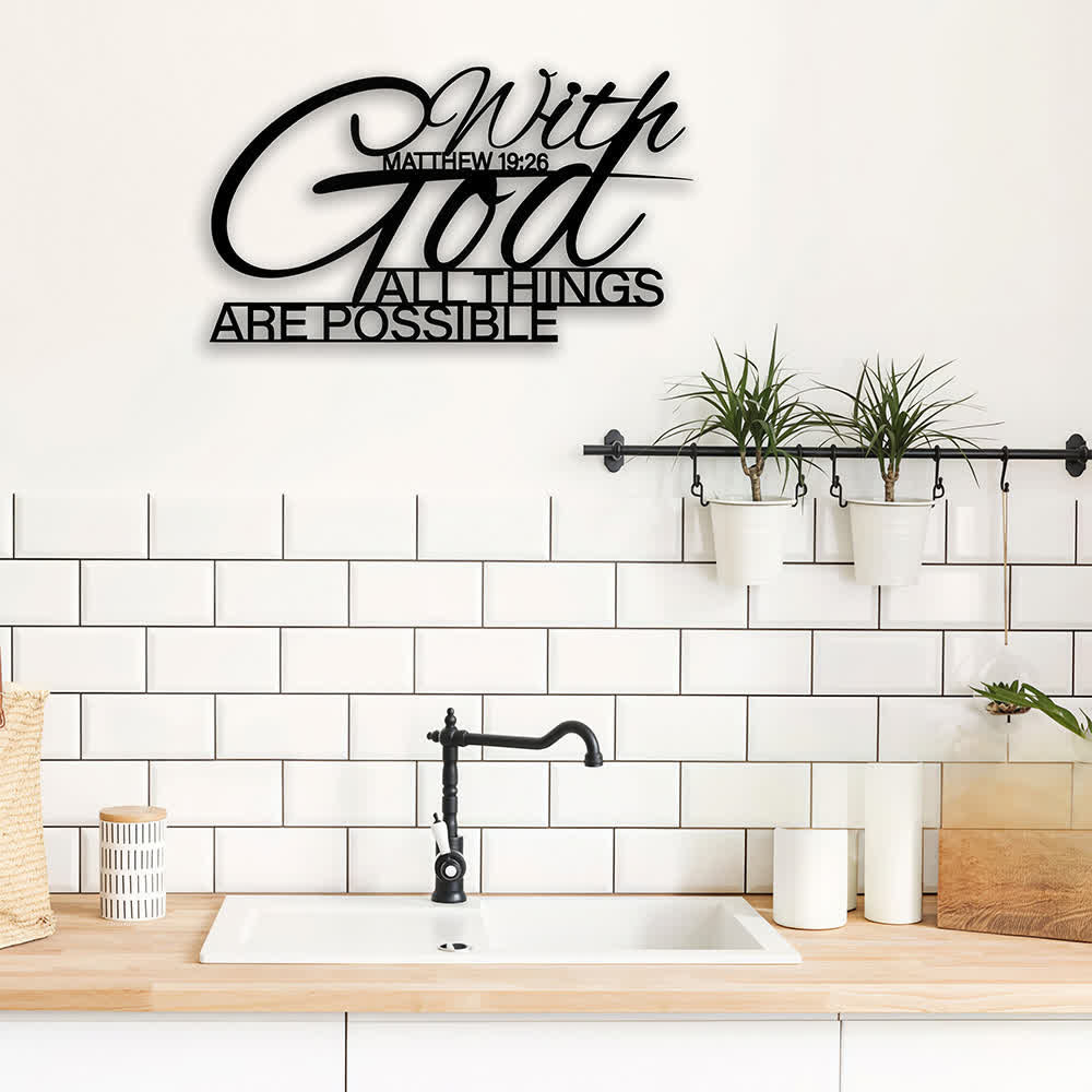 Christianartworkshop Matthew 19:26 With God All Things Are Possible Dual Font Metal Wall Decor: Symbol of Boundless Divine Power - image 3