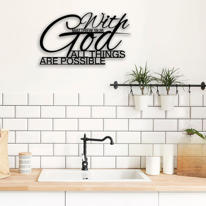Christianartworkshop Matthew 19:26 With God All Things Are Possible Dual Font Metal Wall Decor: Symbol of Boundless Divine Power - image 3
