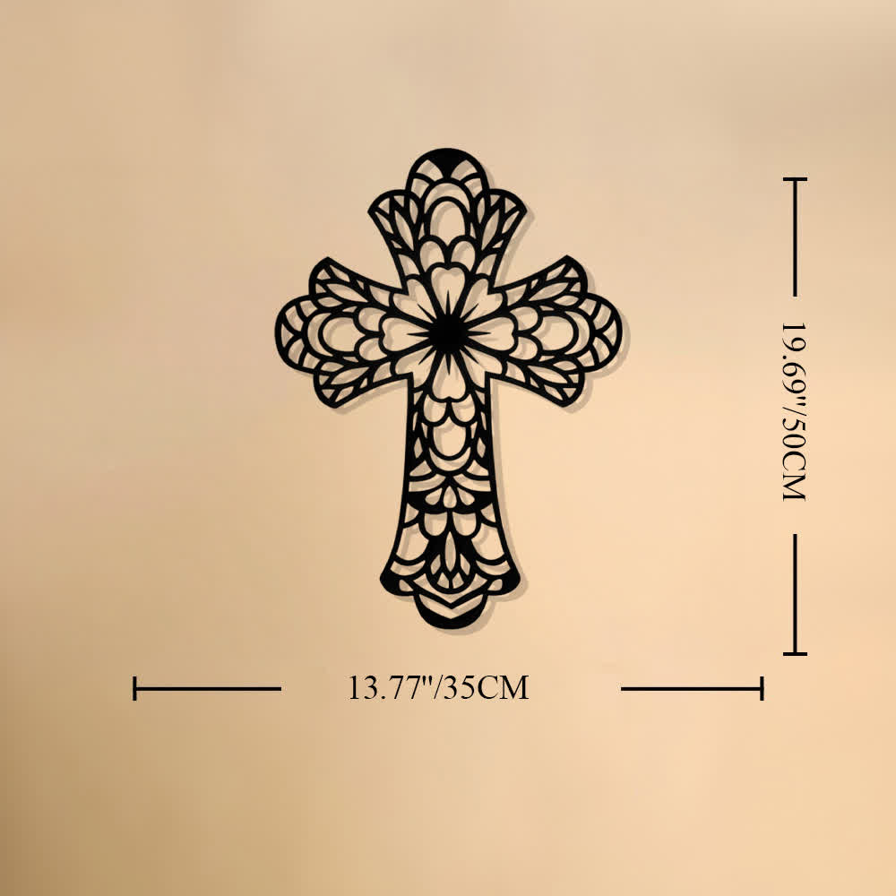 Christianartworkshop Intricate Floral Mandala Sacred Cross Metal Wall Decor: Symbol of Gentle Divine Beauty - 13.77"*19.68"*0.04''/35*50*0.1cm - image 9