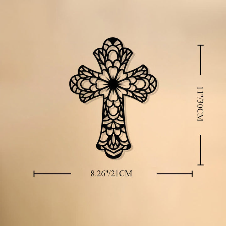 Christianartworkshop Intricate Floral Mandala Sacred Cross Metal Wall Decor: Symbol of Gentle Divine Beauty - 8.26"*11.81"*0.04''/21*30*0.1cm - image 7