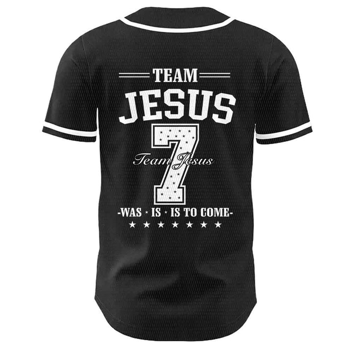 Christianartworkshop Team Jesus Number 7 Was Is Is To Come Unisex Baseball Jersey - image 7