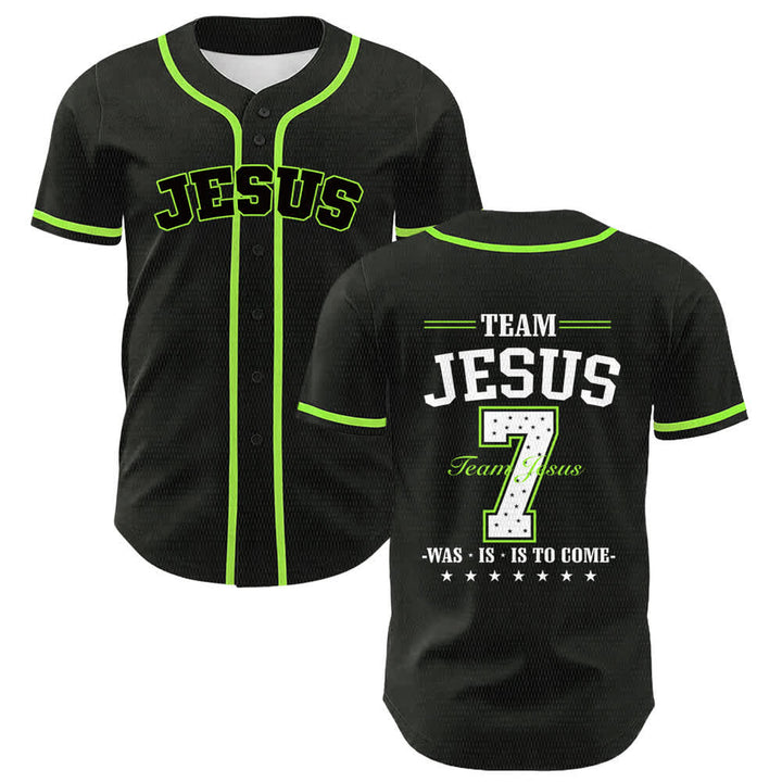 Christianartworkshop Team Jesus Number 7 Was Is Is To Come Unisex Baseball Jersey - Light Green - 5XL - image 18