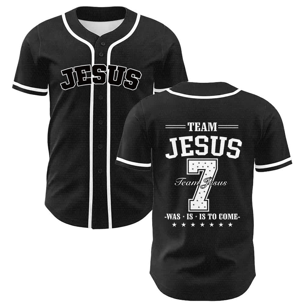 Christianartworkshop Team Jesus Number 7 Was Is Is To Come Unisex Baseball Jersey - White - 5XL - image 6