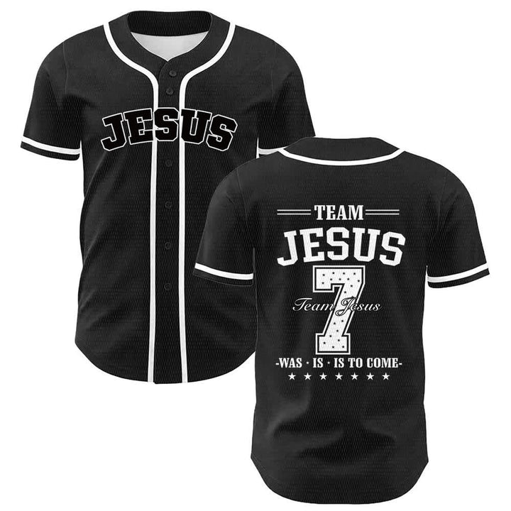 Christianartworkshop Team Jesus Number 7 Was Is Is To Come Unisex Baseball Jersey - White - 5XL - image 6