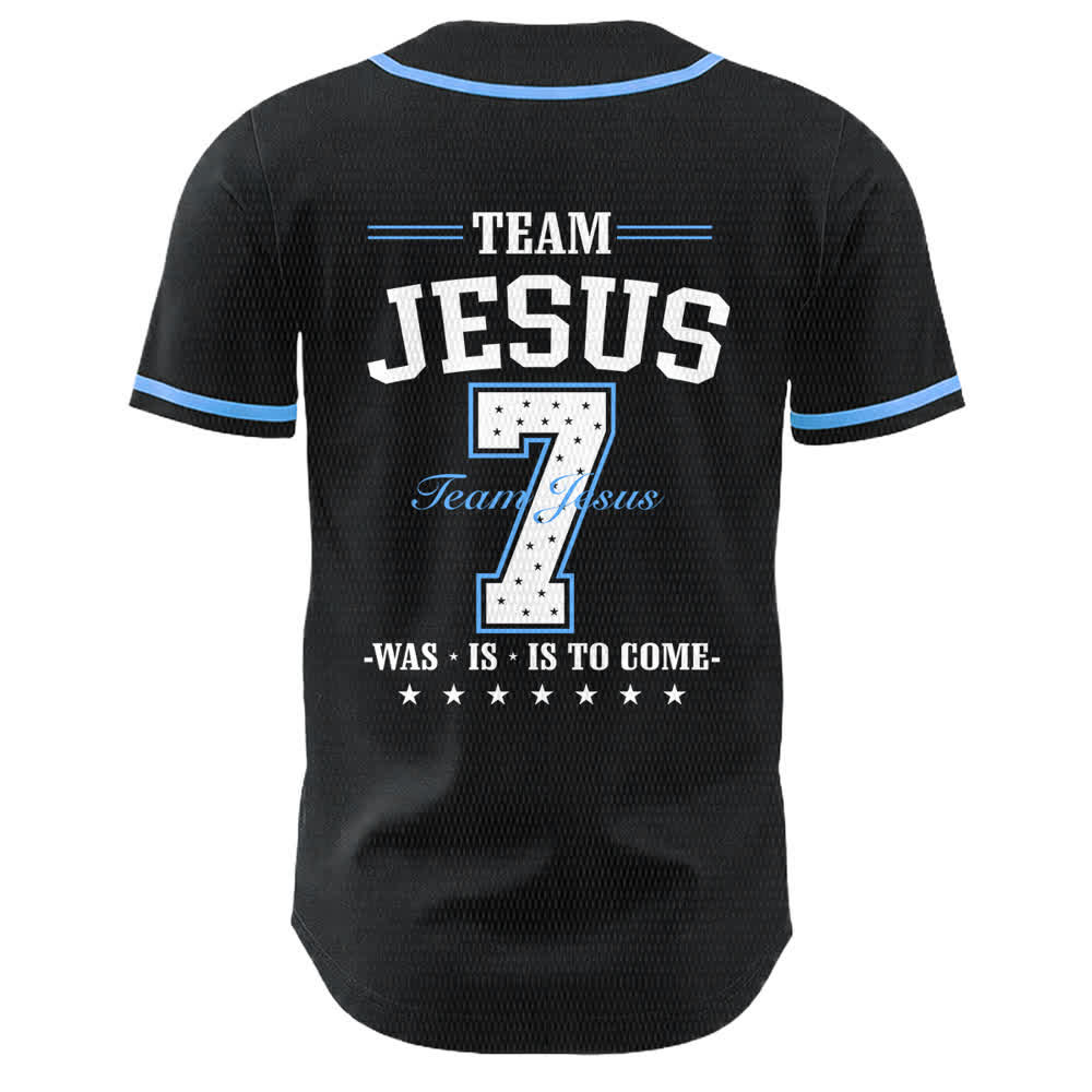 Christianartworkshop Team Jesus Number 7 Was Is Is To Come Unisex Baseball Jersey - image 1