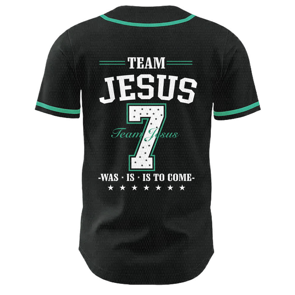 Christianartworkshop Team Jesus Number 7 Was Is Is To Come Unisex Baseball Jersey - image 25